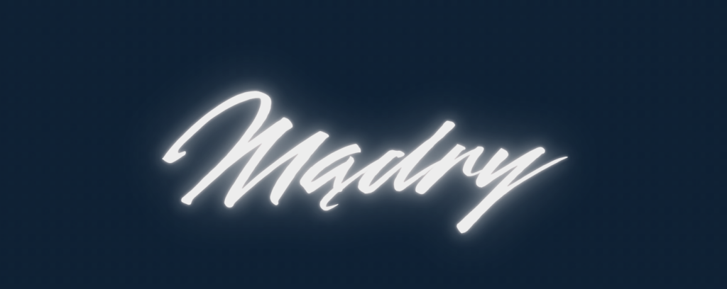 refined serif logo with 'mądry'